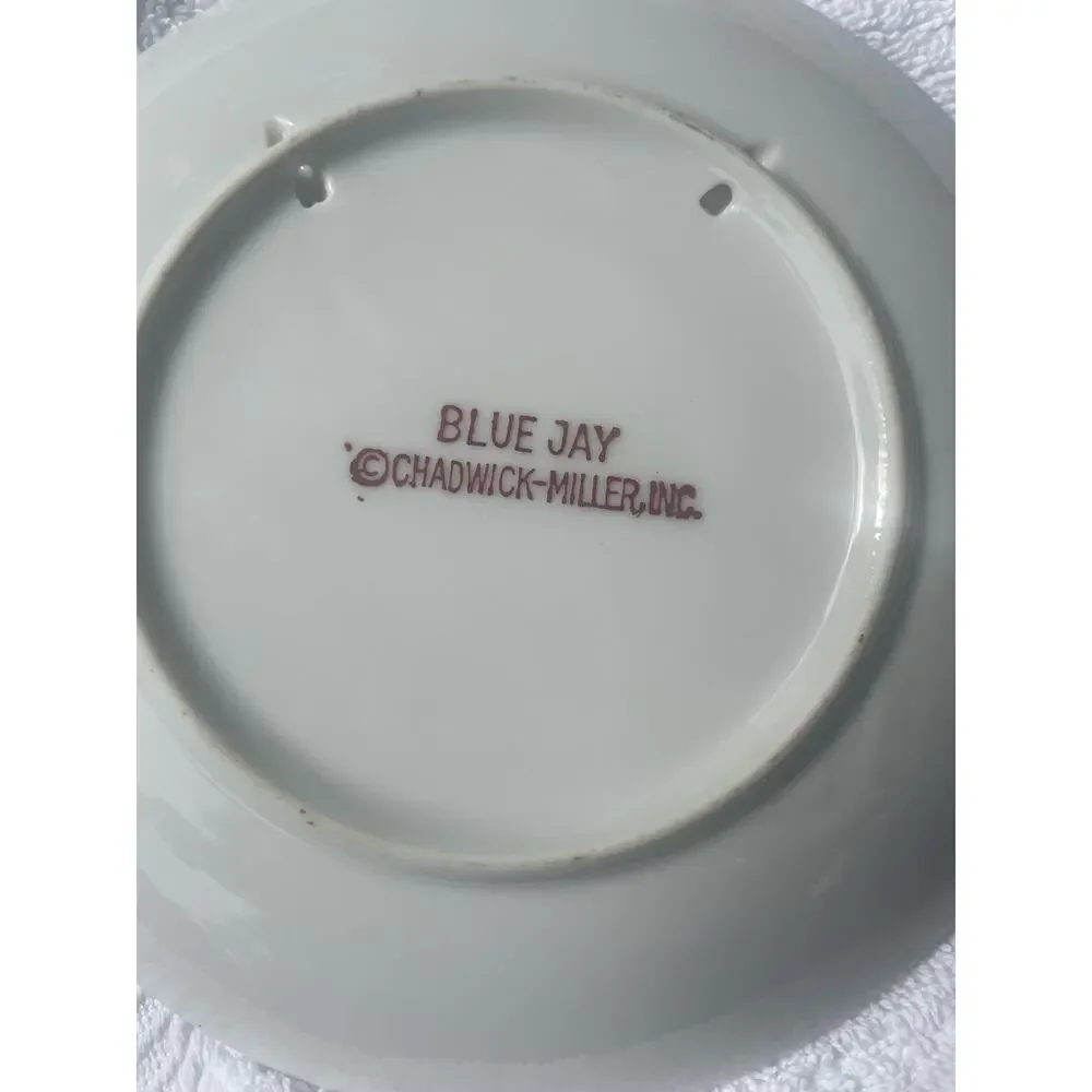 Vintage pair (2) 6” Chadwick Miller Plates Blue Jay Birds
